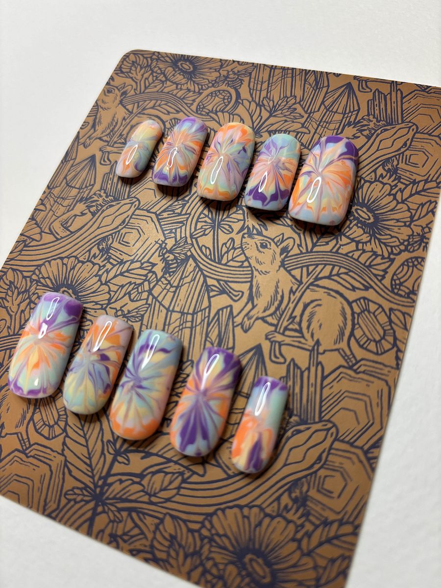 Handpainted 'Tye Dye' Press On Nails product image (3)