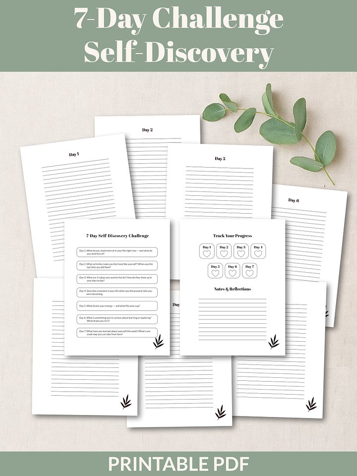 7-Day Self-Discovery Challenge Printable product image (1)