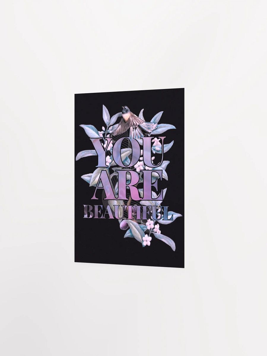 You are Beautiful - Piwakawaka and Ngaio Wall Print on Black product image (3)