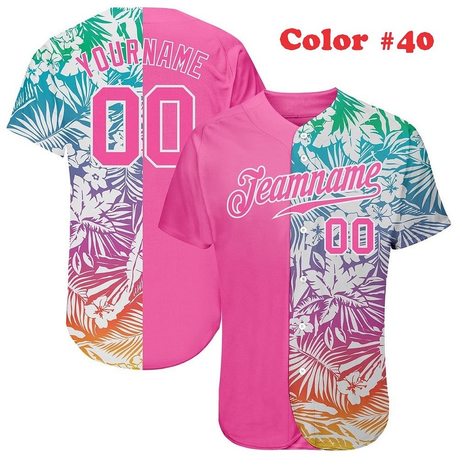 Authentic Gradient Fashion Baseball Jersey Left Right Colors with Line, Personalized Sport Jersey, Two Tones product image (8)