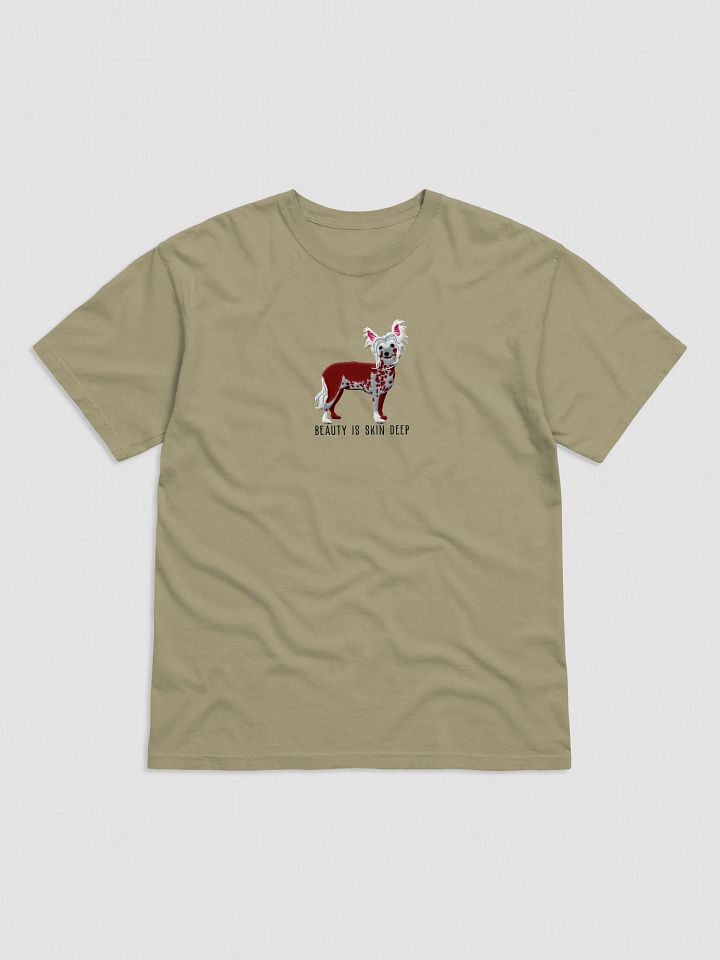Beauty Is Skin Deep T-Shirt(Embroidered) of a Chinese Crested Dog(Red) product image (9)