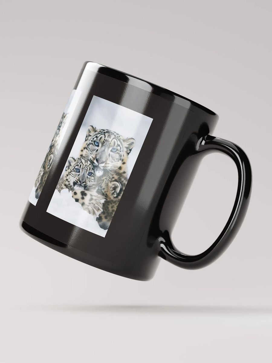 Snow Leopard Cuddle Black Glossy Mug product image (4)