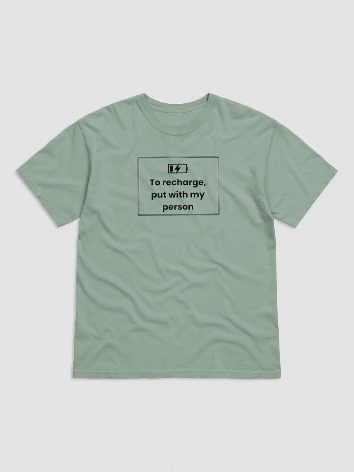 Embroidered T-Shirt - To Recharge, Put with my person - Black product image (2)