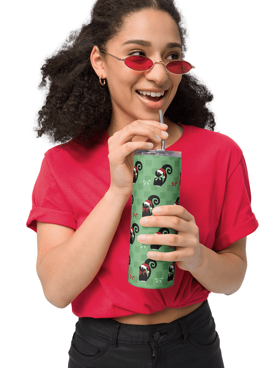 Christmas Kitties in a Row 20 oz Stainless Steel Tumbler – Green product image (7)