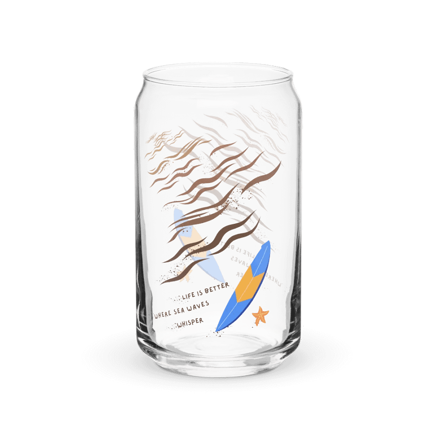 Life Is Better Where Sea Waves Whisper Can-Shaped Glass ( Side -Beach- ) product image (1)