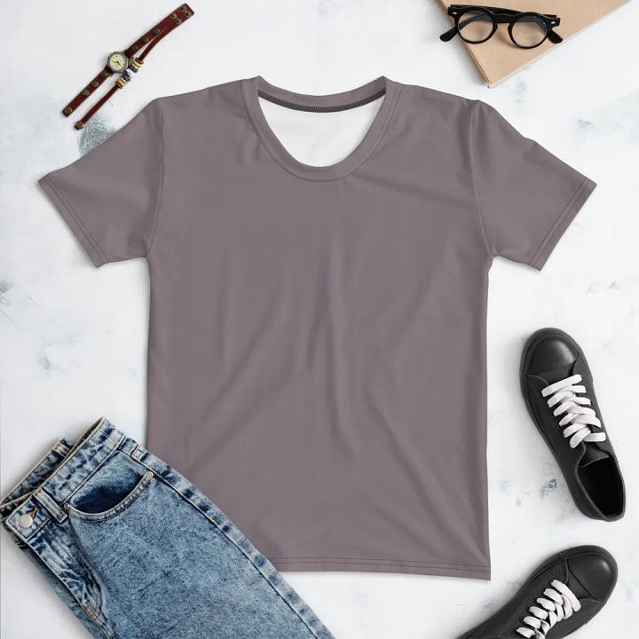 Plain Medium Gray True Summer Women's Crewneck Polyester Heavyweight Premium T-Shirt by Treasure Pie product image (1)