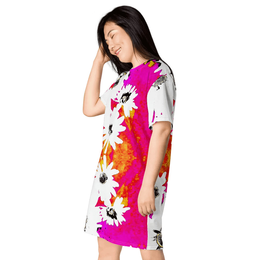 Abstract Vibrant Colourful Daises Ladies T Shirt Dress product image (4)