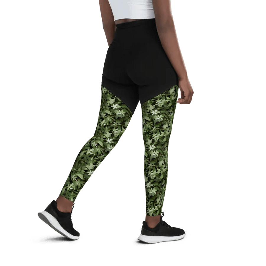 DARK GREEN CAMO PATTERN SPORTS LEGGINGS product image (9)
