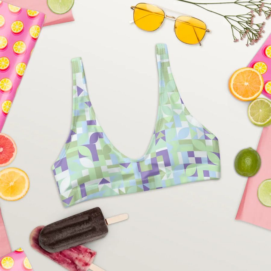 Colorful Vector Patterns Design Padded Bikini Top - v14 product image (6)