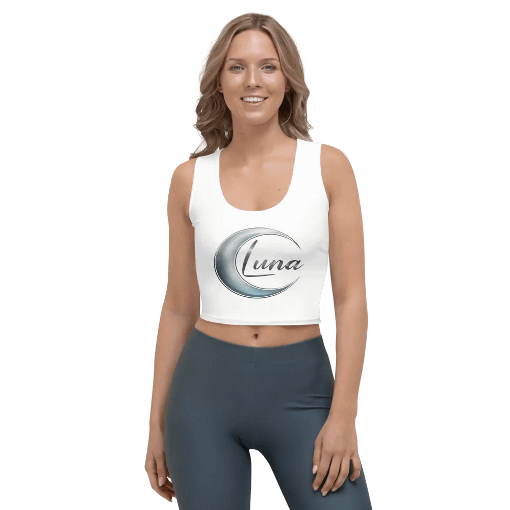 Luna Moon Crop Top - White, Body-Hugging Fit product image (1)