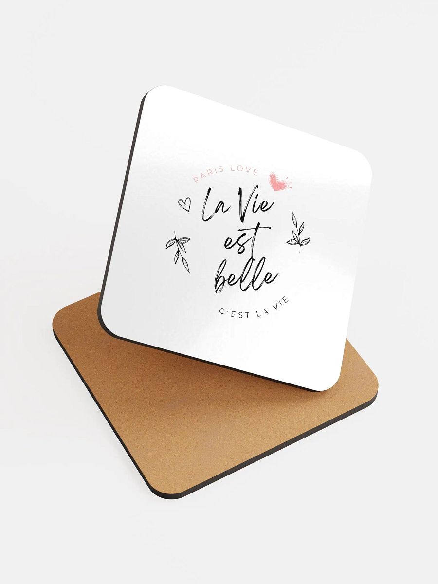 La vie est belle Glossed Cork Coaster product image (8)
