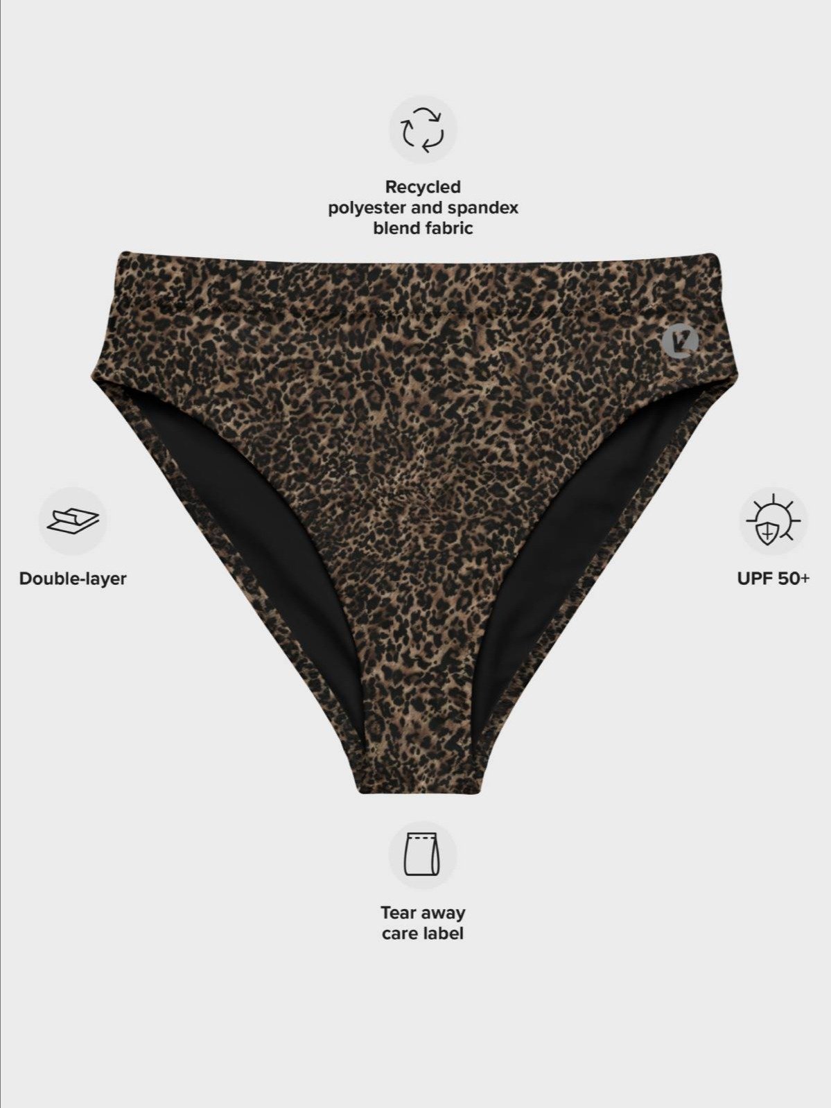 Recycled High-Waisted Bikini Bottom "Chic Dark Brown Leopard" Printed product image (6)