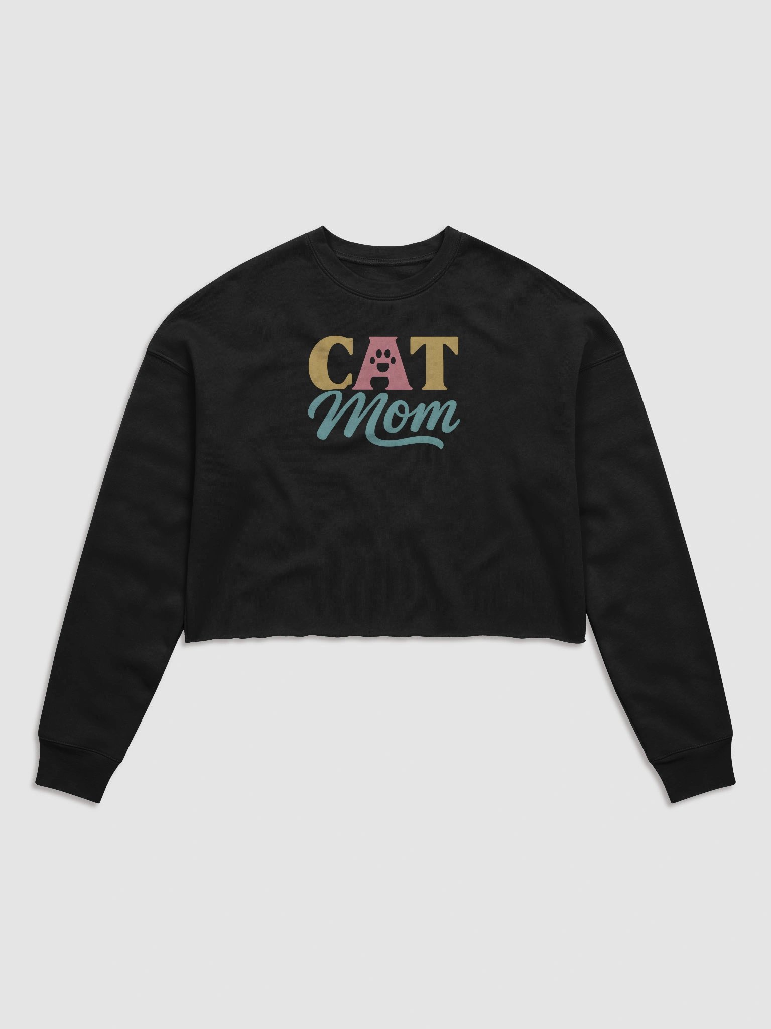 Cat Mom Crop Top | Trendy Feline Lover Shirt with Paw Print Heart product image (1)