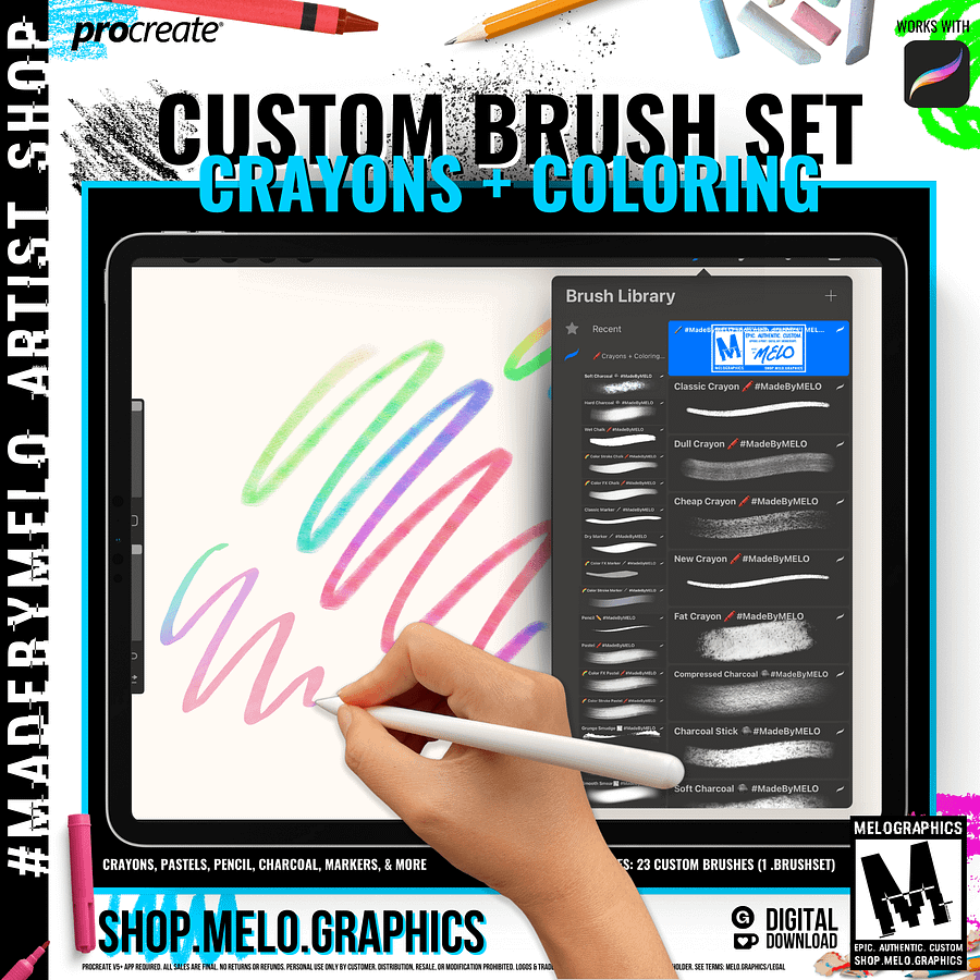 Crayons & Coloring Procreate Brush Set | #MadeByMELO product image (1)