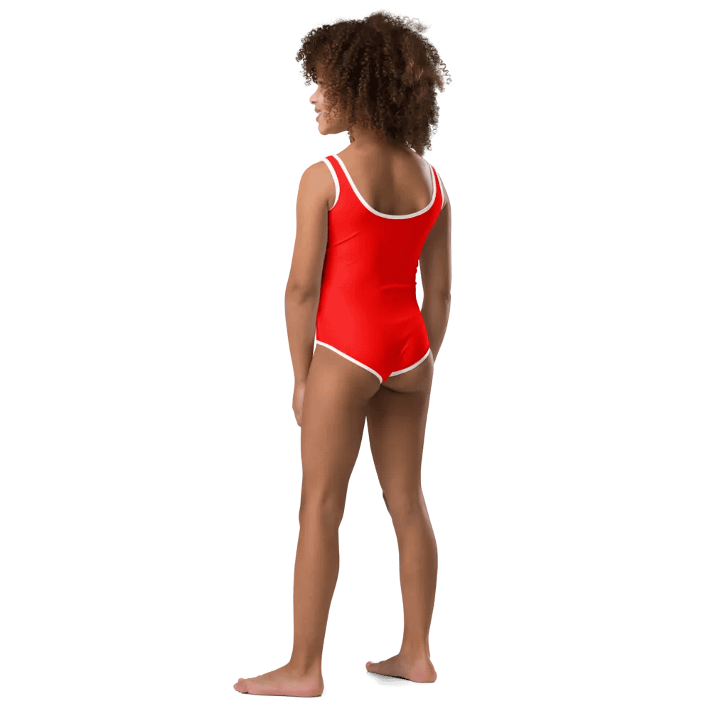 Kids Plain Color Red Swimsuit product image (3)