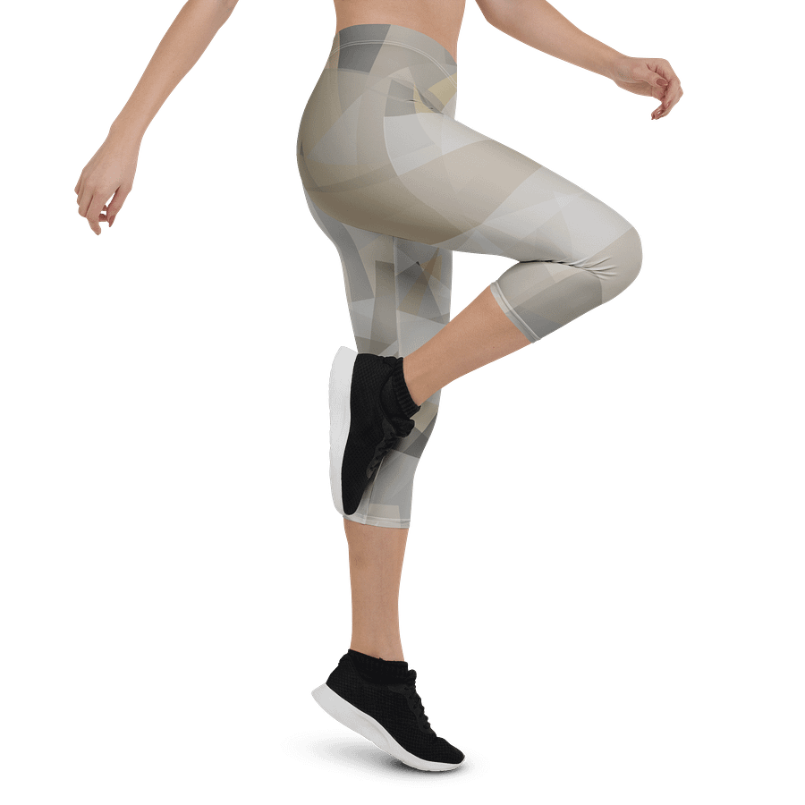 Beige Triangle Abstract Capri Leggings product image (4)