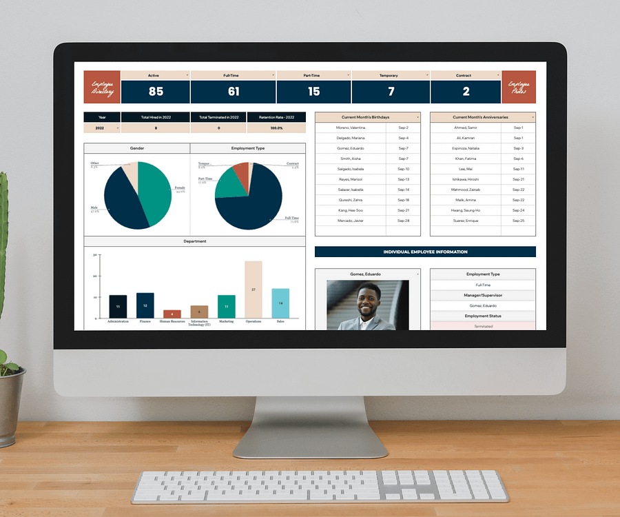 Employee Directory & Dashboard Spreadsheet, Google Sheets Template, Employee Photo Directory, HR Dashboard product image (8)