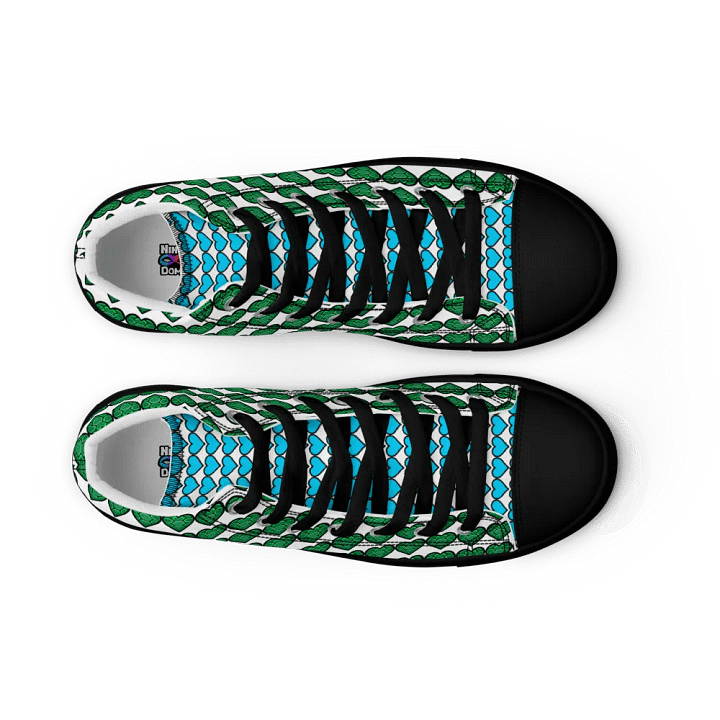 Ninja Teal Heart Women's High Top Canvas Shoes product image (2)