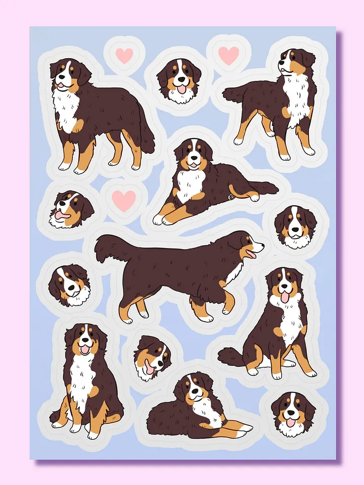 Bernese Mountain Dog Cartoon Sticker Sheet product image (1)