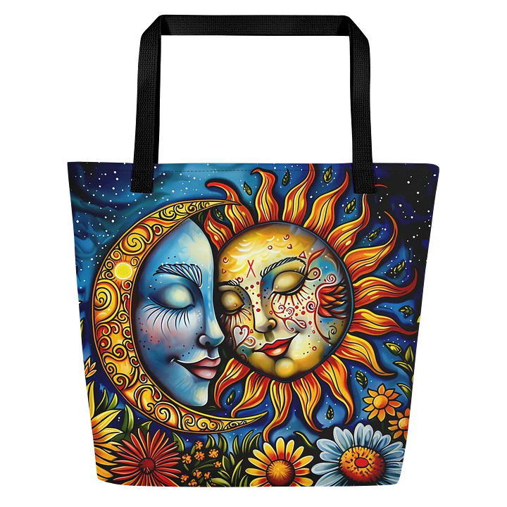 Tote Bag: Sun and Moon Spring Summer flowers Boho floral Design product image (1)
