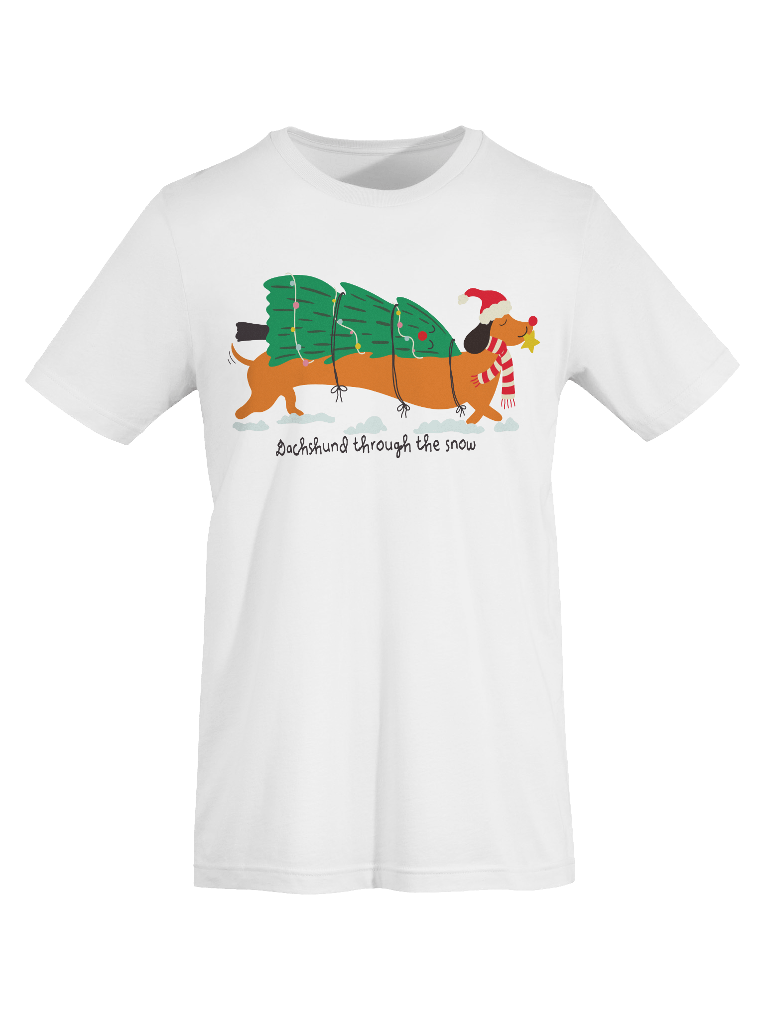 Dachshund Through the Snow T-Shirt – Christmas Tree Wrapped Wiener Dog product image (8)