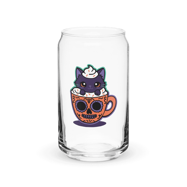 Sugar Skull Kitten Mug 16oz Can-Shaped Drinking Glass product image (1)