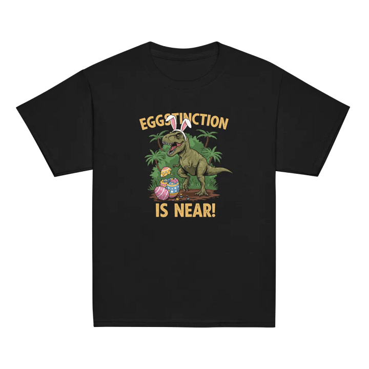 Funny Easter Dinosaur T-Shirt – Eggstinction Is Near Youth Tee product image (6)