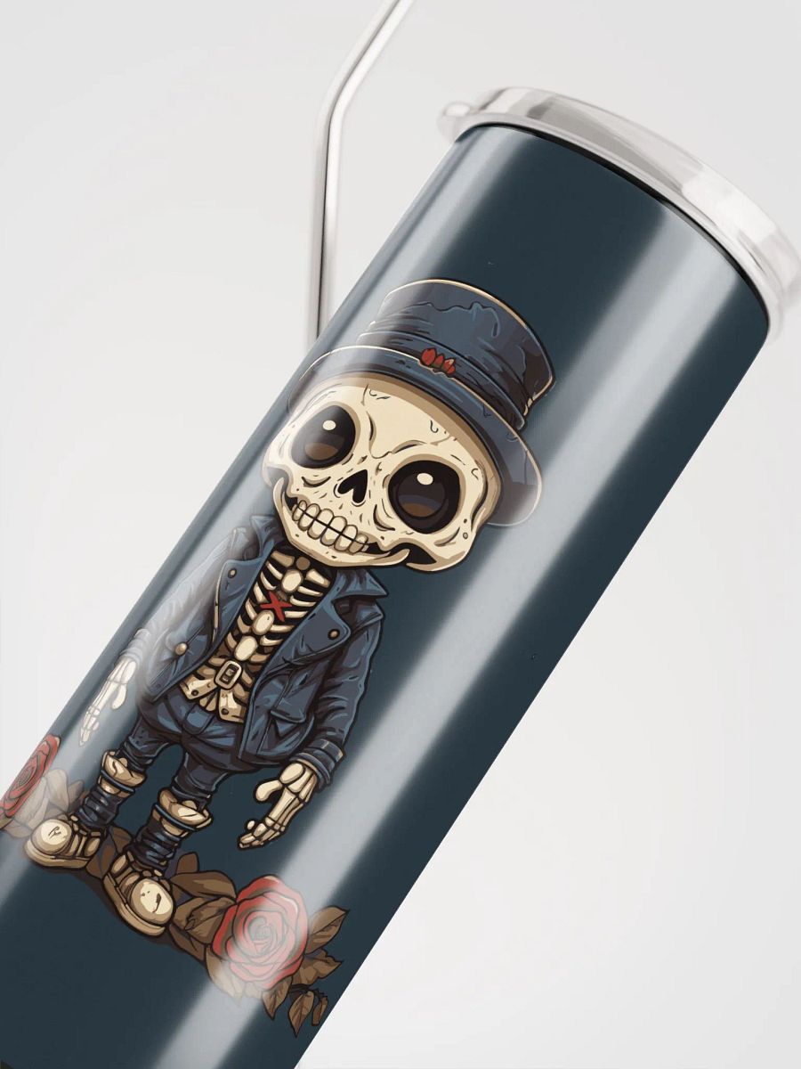 Gothic Valentine's Stainless Steel Tumbler: Skeleton & Roses product image (5)