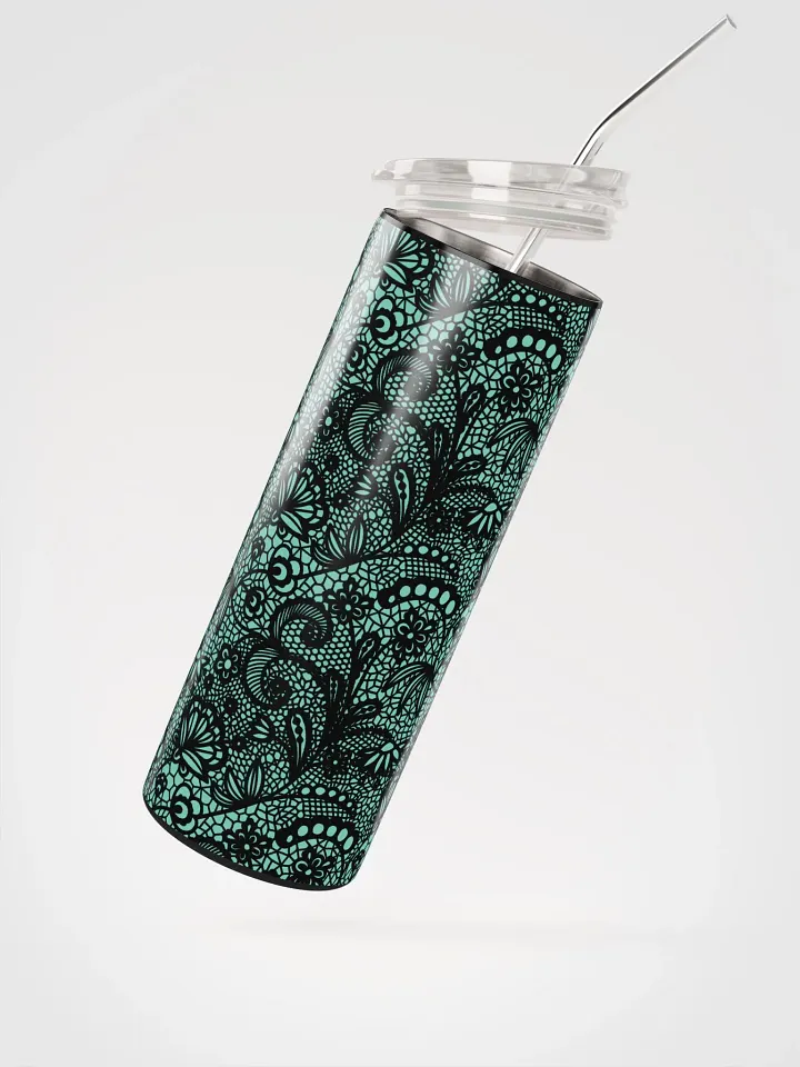 Elegant Lace-Inspired Stainless Steel Tumbler | Green & Black Design product image (2)