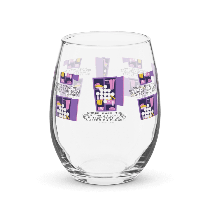 Snowflakes the only thing I collect in winter that won't clutter my closet. Stemless Wine Glass product image (2)