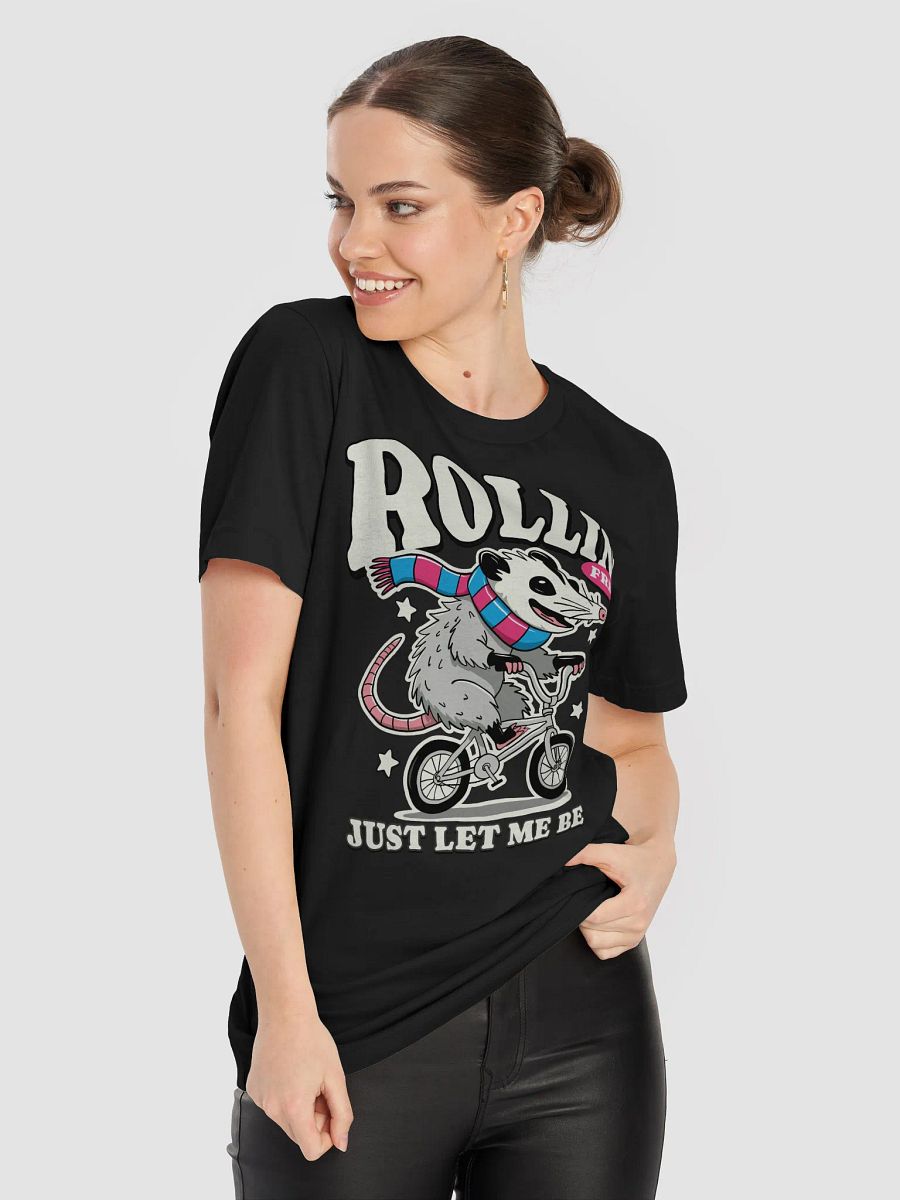 Funny Opossum Bike T-Shirt – Rollin’ Free Just Let Me Be – Cycling Possum Graphic Tee product image (18)