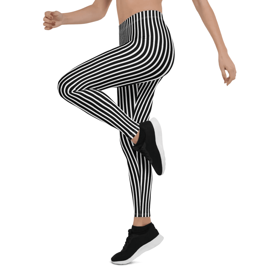 Black/White Stripe Print Leggings product image (4)