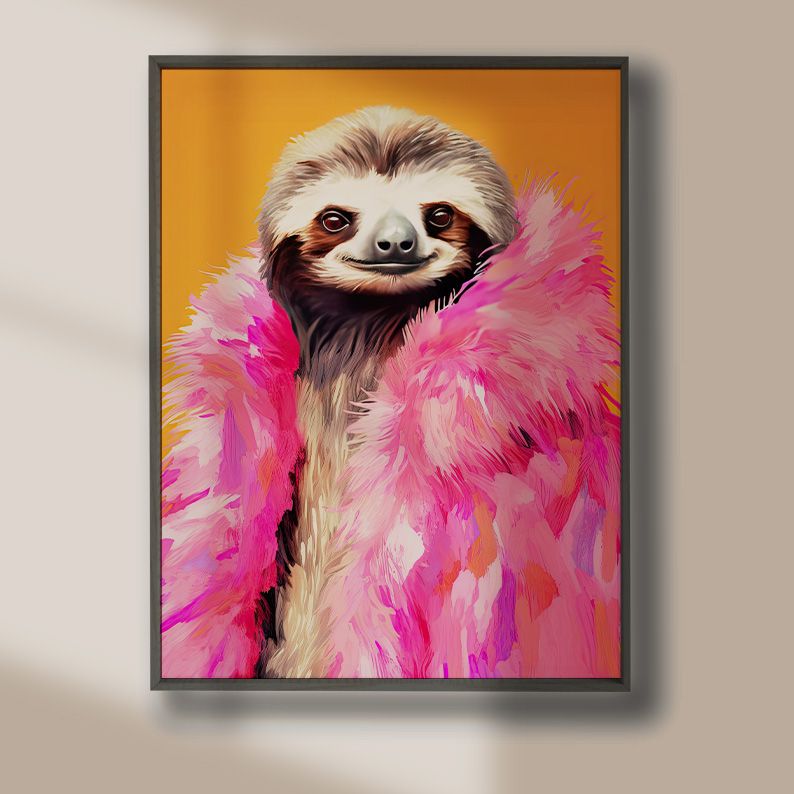 Anthropomorphic Sloth in Pink Fur Animal Portrait product image (4)