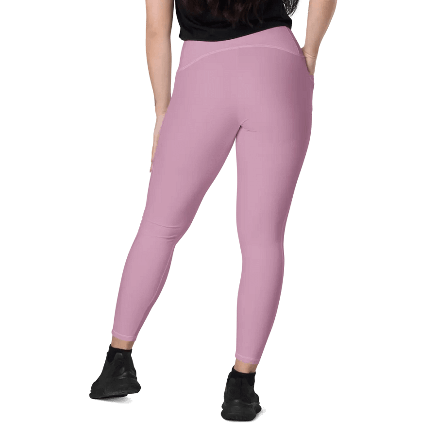 Plain Lilac Purple Soft Summer Women's High Waisted Premium Crossover Leggings with Pockets by Treasure Pie product image (9)