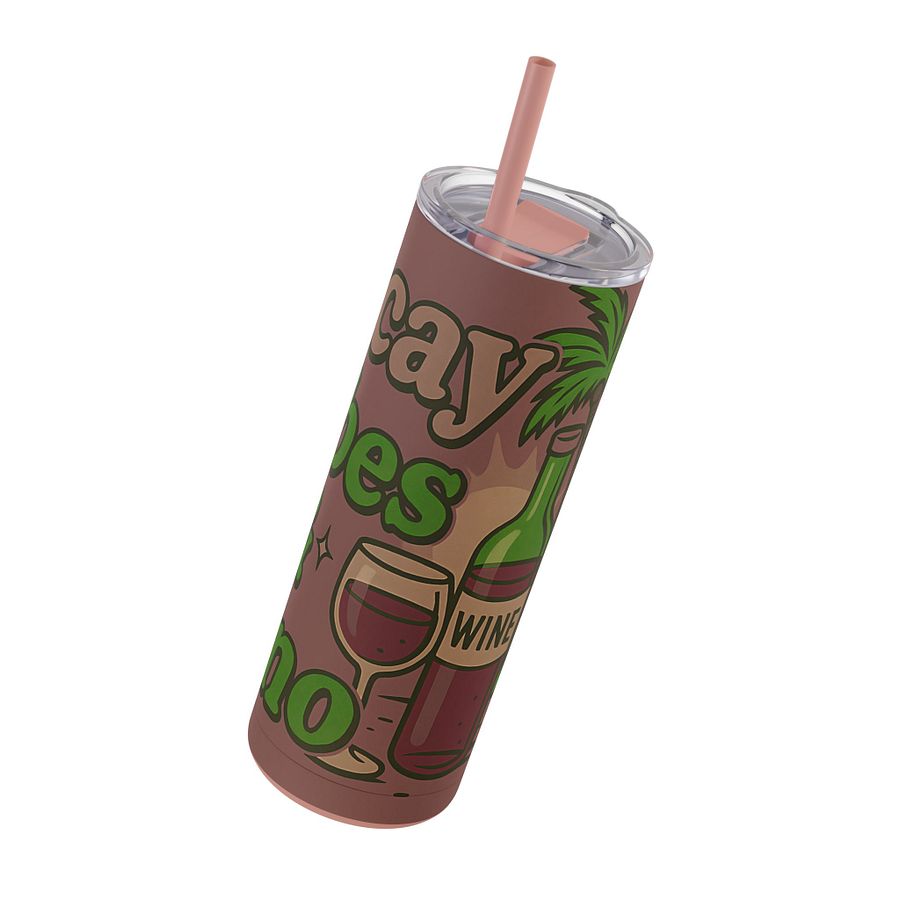Vacay Vibes & Vino Tumbler Wrap | Wine Lover Summer Sublimation PNG | 20oz Skinny Wrap for Cricut, Silhouette & Crafts product image (7)