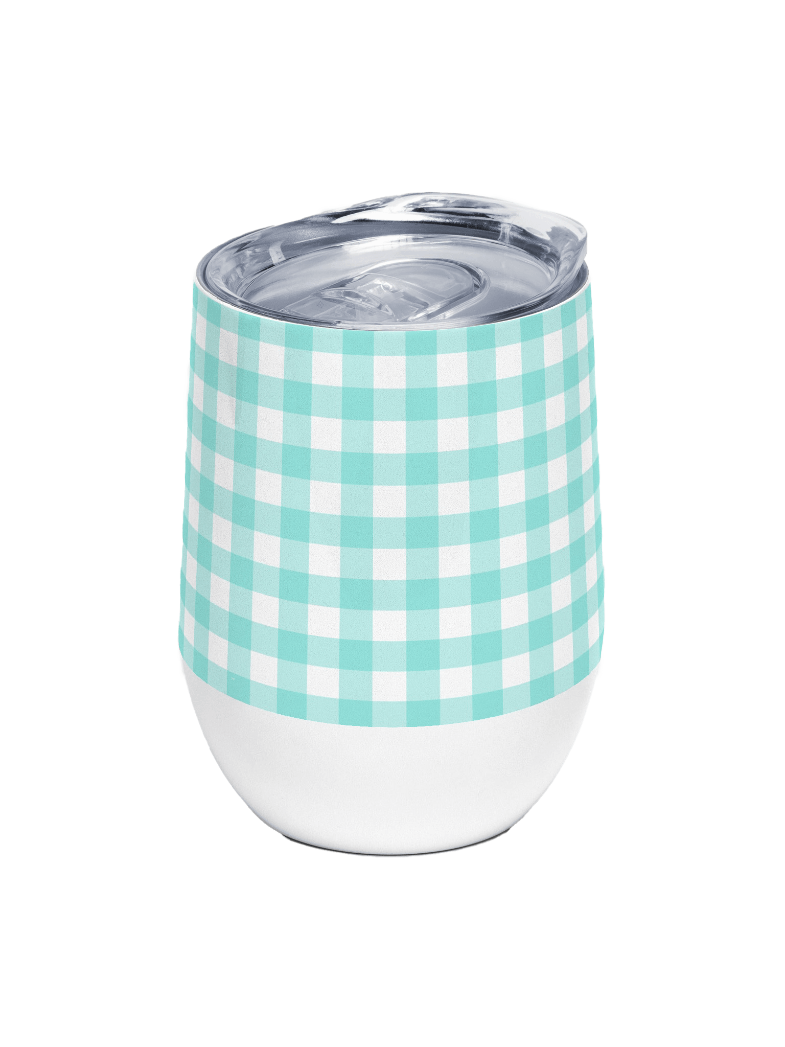 Teal and White Gingham Stainless Steel Wine Tumbler product image (1)