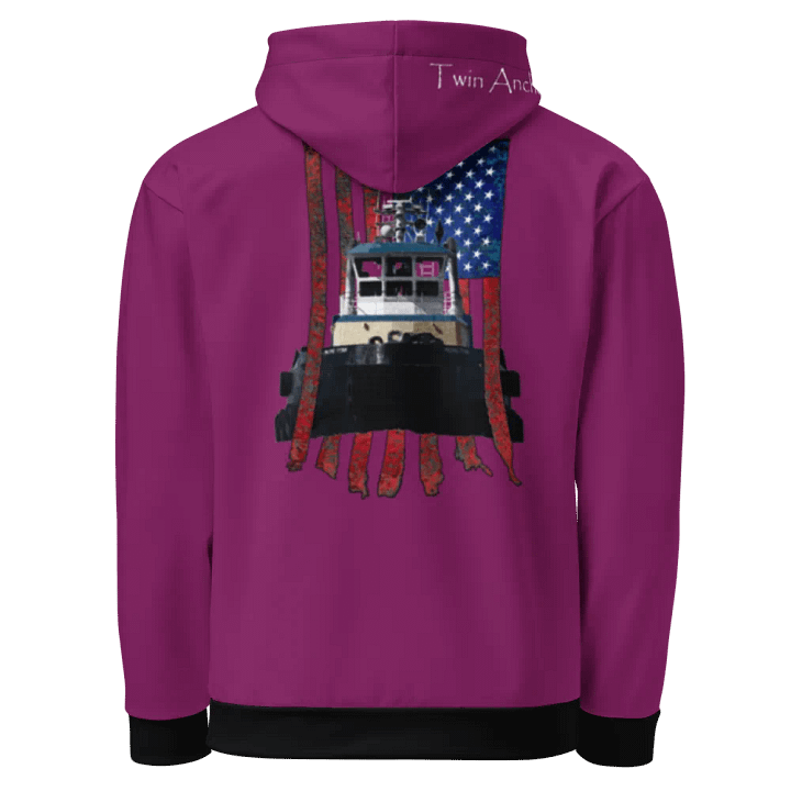 Eggplant Pacific Titan tug & CE Flage Hoodie product image (1)