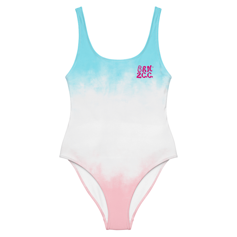 Women’s | All-Over Print One-Piece Swimsuit | BRN.2C.C.™ | Pink Logo on Patriotic Pastels product image (2)