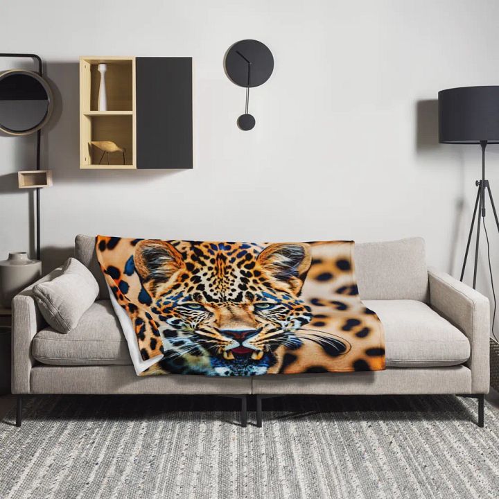 Big Cat 3D Leopard Print Design Throw Blanket product image (1)