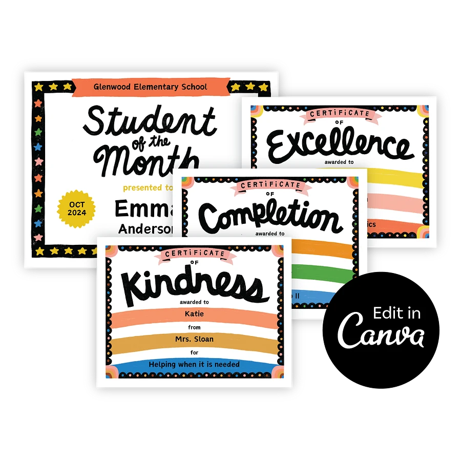 School Certificate Bundle Digital Download | Edit in Canva product image (1)