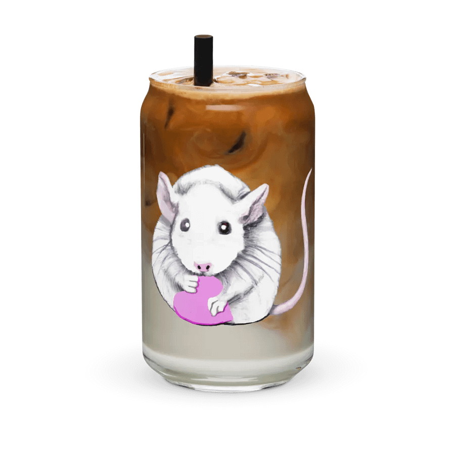 White rat holding a heart glass product image (6)