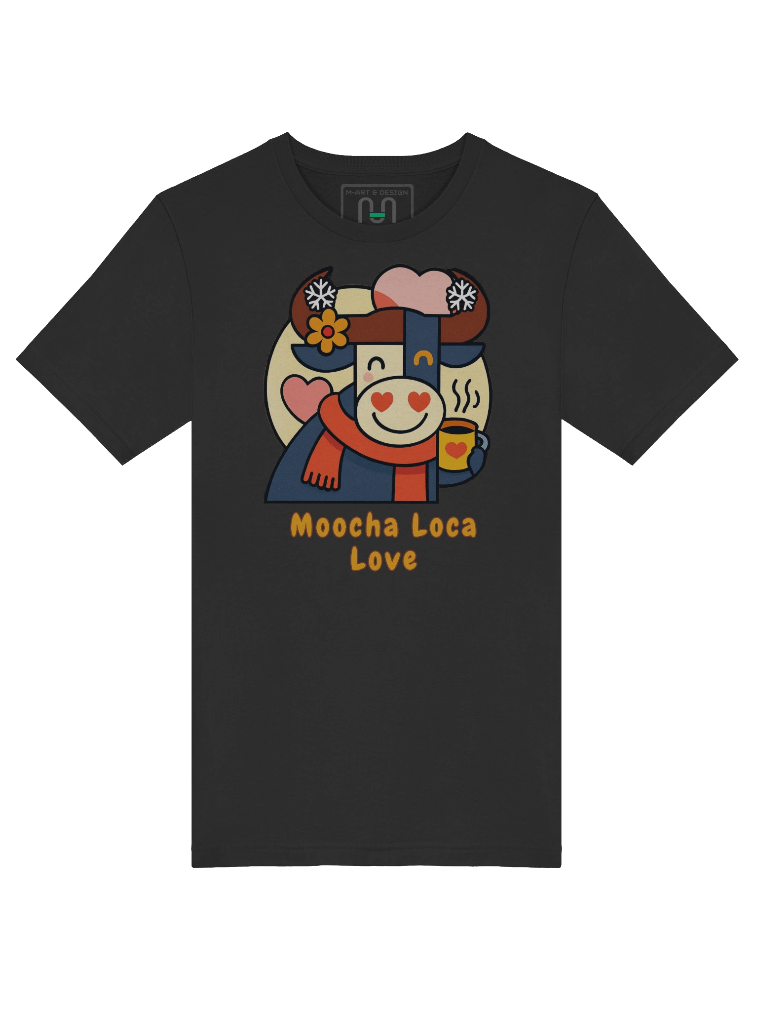 Moocha Loca Love – Cozy Bull T-Shirt with Heart Eyes & Cocoa Mug by M-Art and Design product image (40)