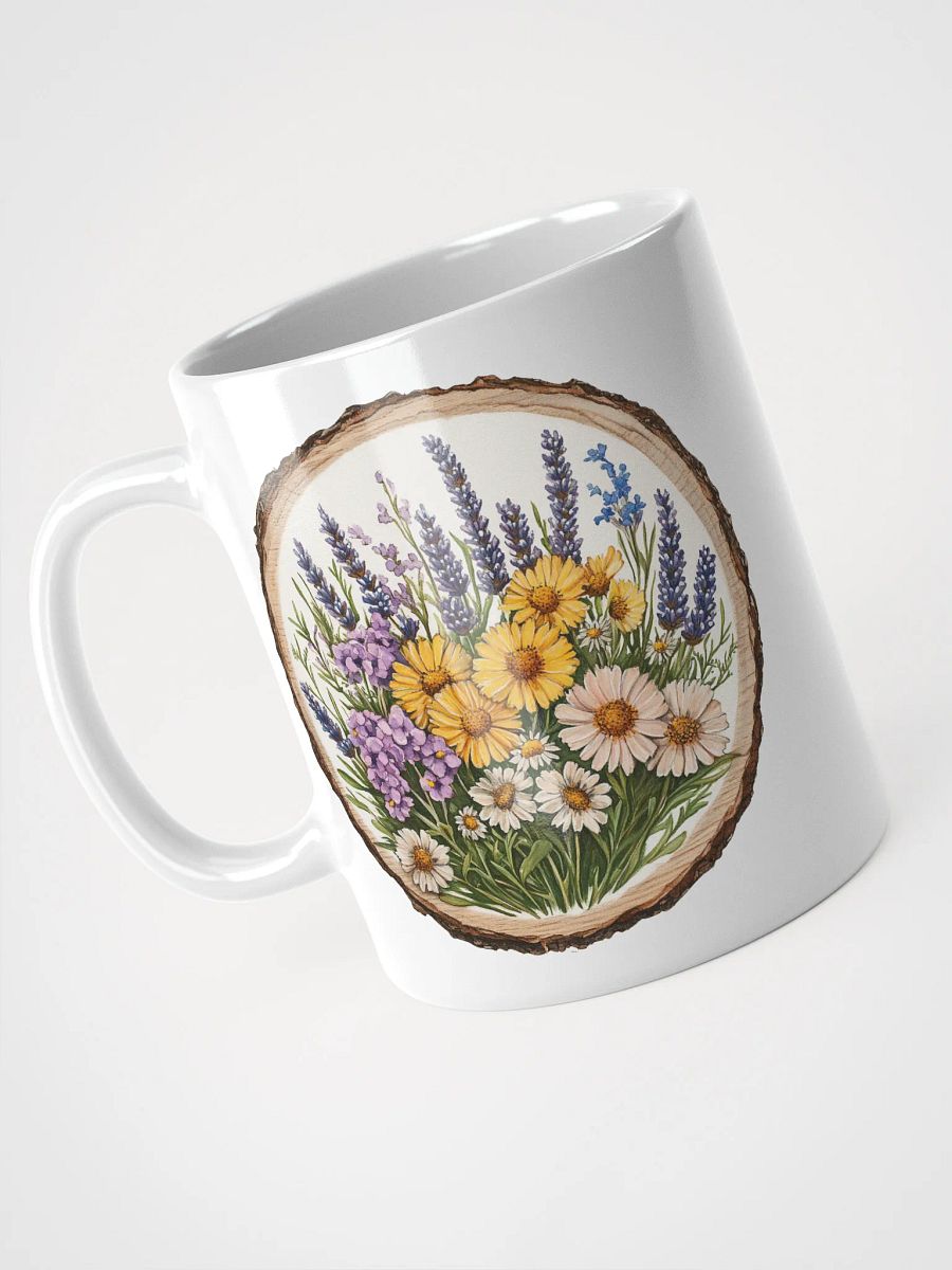 Wildflower Field Round Wood Art Ceramic Mug product image (3)