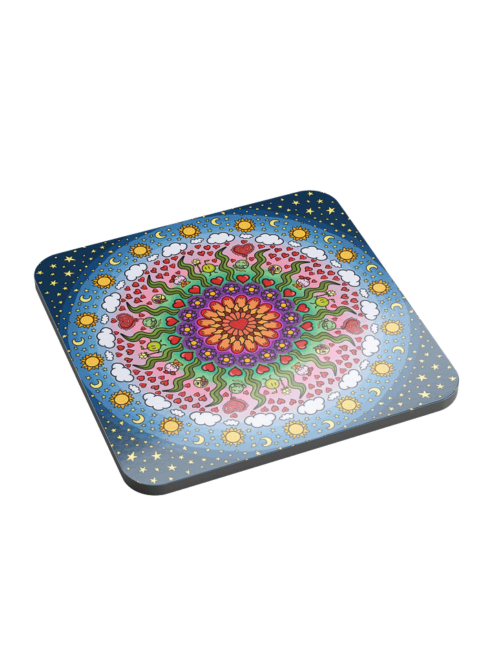 Dango Valentines Mandala - Glossed Cork Coaster product image (1)