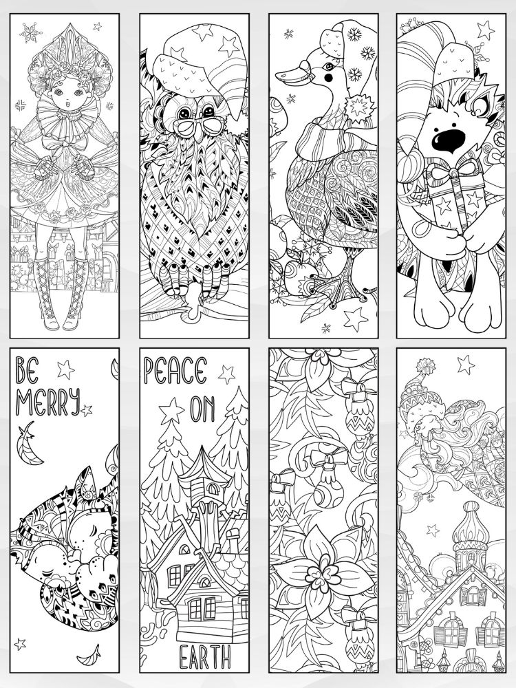 Printable Christmas Coloring Bookmarks - 2