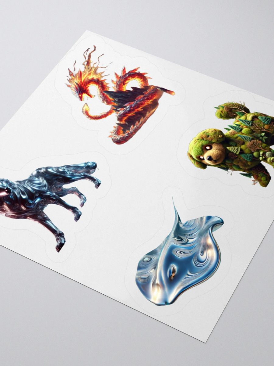 Metal wolf #1, Crystallized Fire Snake #3, Liquid Metal Stingray, And Forest Dog Stickers product image (3)