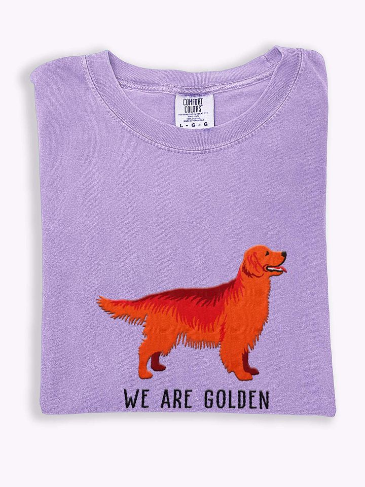 We Are Golden T-Shirt(Embroidered) of a Golden Retriever(Red) product image (1)