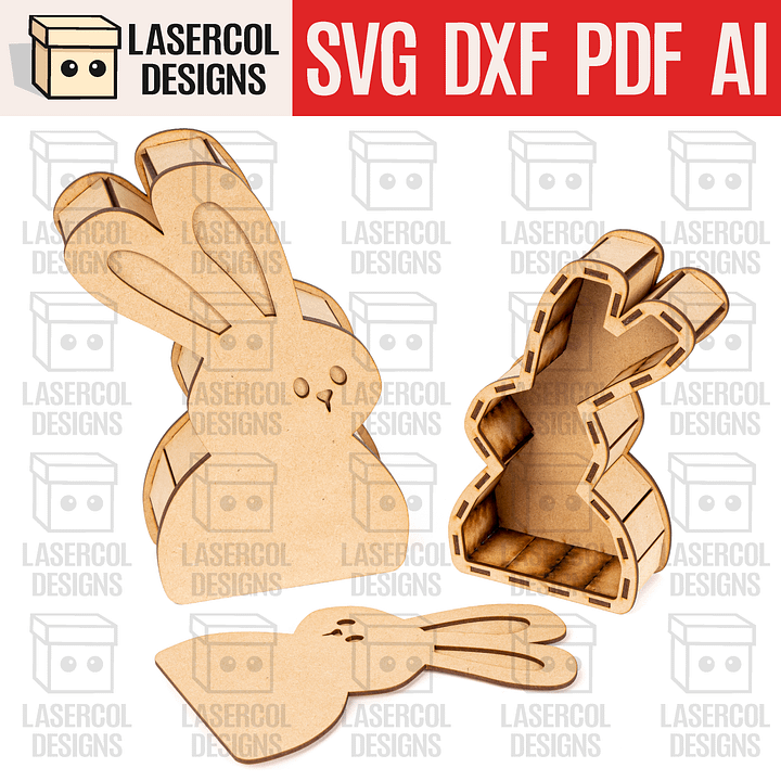 Easter Bunny Shaped Boxes Set 2 - Laser Cut Files product image (1)
