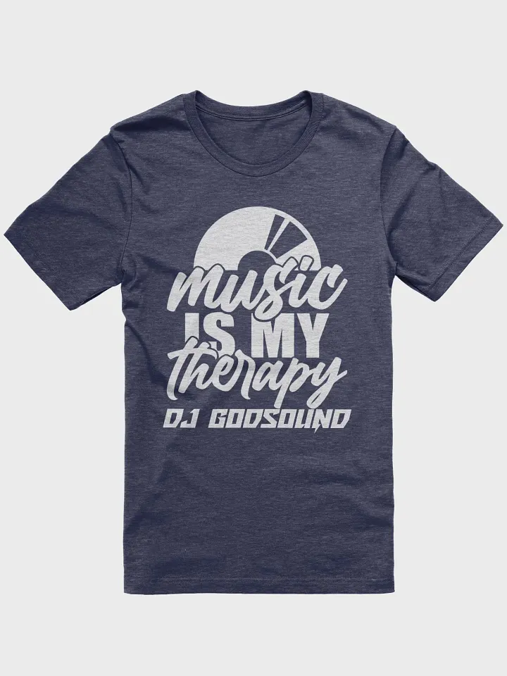 DJ T-Shirt With Graphic Rapper Merch Band Merch Music Merch By DJ GodSound "Music is My Therapy" Slogan Classic Fit UNISEX Blue product image (1)