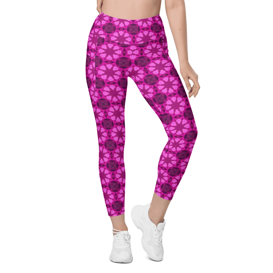 Abstract Raspberry Shapes Repeating Pattern Ladies Leggings product image (12)